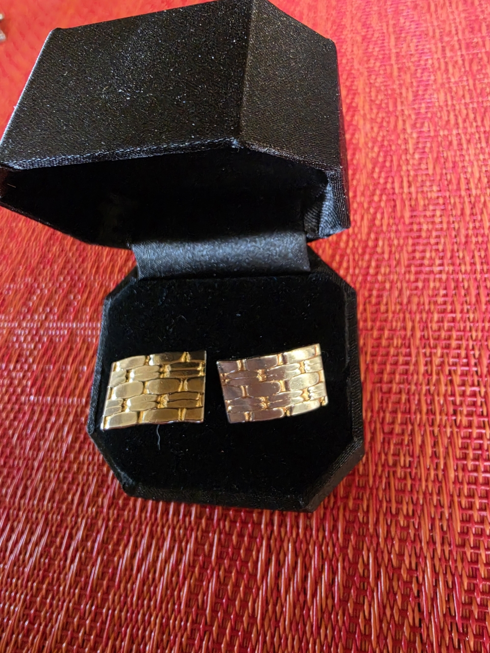 Silver/Gold-Tone Men's Cufflinks - Classic Linked Panel - Vintage - EUC